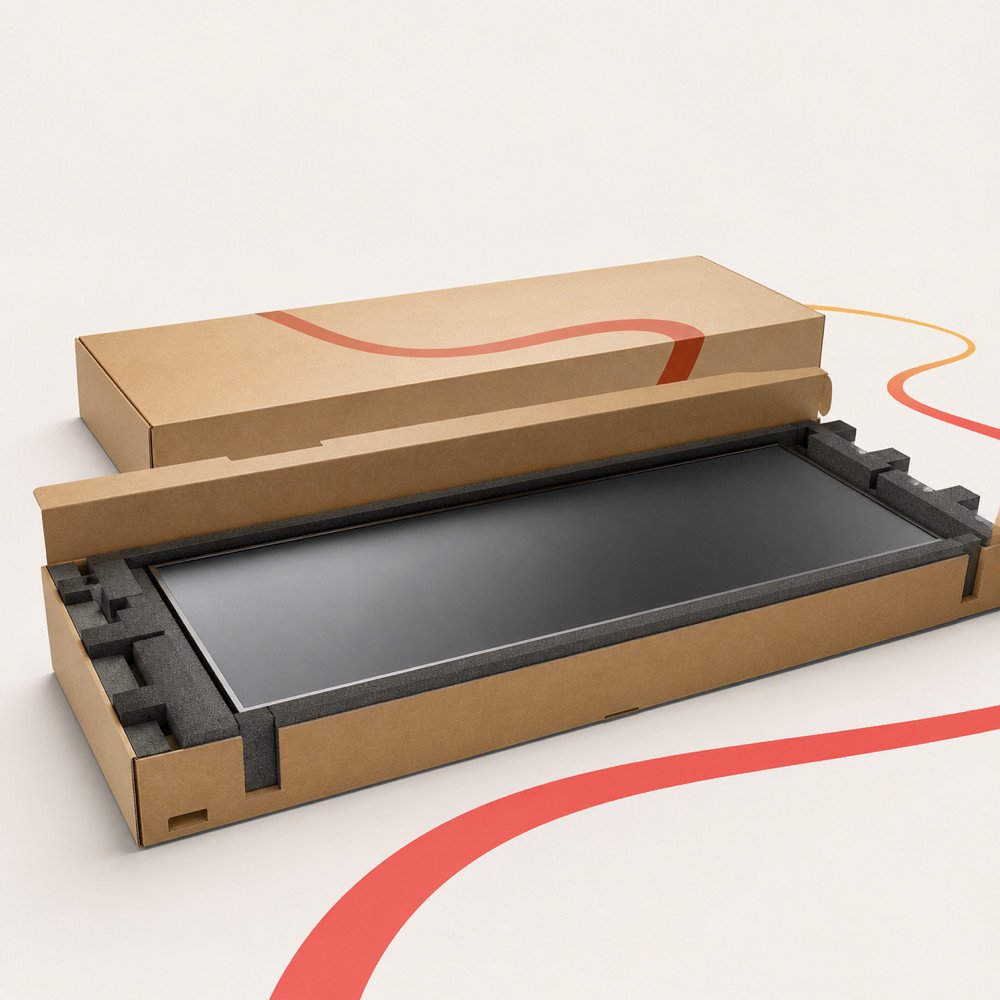 Commercial display protected in premium delivery packaging